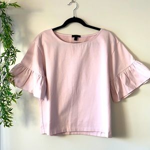 3/$22 J. Crew Ruffle Sleeve shirt in Pale pink M